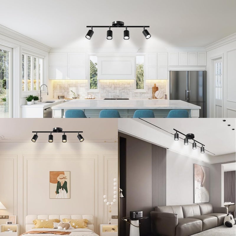 Lavendex LED 4 Light Track Lighting Kit, Dimmable Ceiling Spot Lighting Includes 4 x GU10 Bulb, Modern Track Light Fixture with Rotatable Heads for Kitchen, Living Room, Bedroom - Image 5